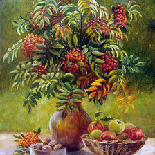 Схема вышивки «натюрморт с рябиной»