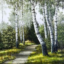 Схема вышивки «Пейзаж, березы»