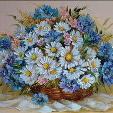 Схема вышивки «ромашки с васильками»