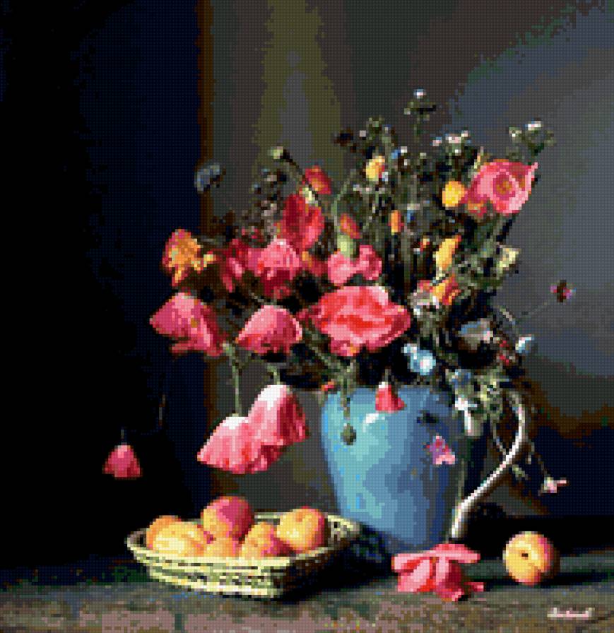 Маки и персики - предпросмотр