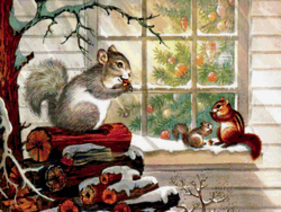 Новогодние белочки - белочки, новый год - предпросмотр