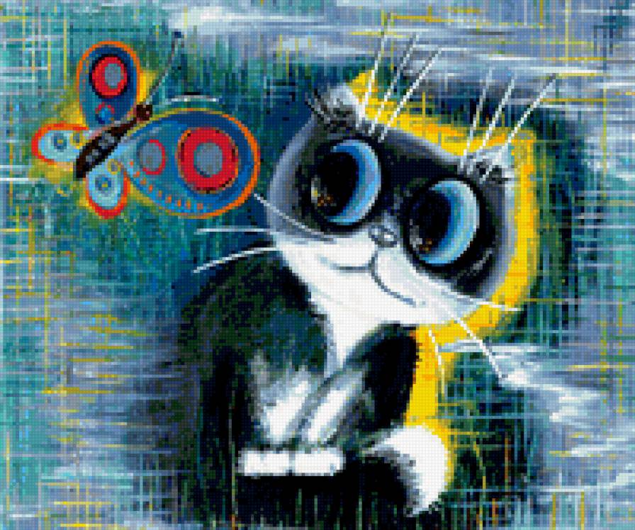 котенок - котенок, кот, бабочка, кошка - предпросмотр