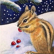 Схема вышивки «Бурундучок и ягодки»