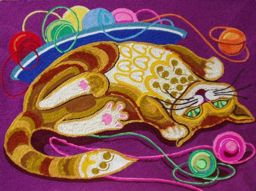 кот с нитками - кот - оригинал