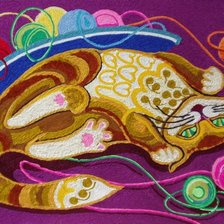 Схема вышивки «кот с нитками»