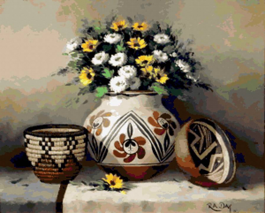 №173064 - цветы, натюрморт, картина, букет - предпросмотр