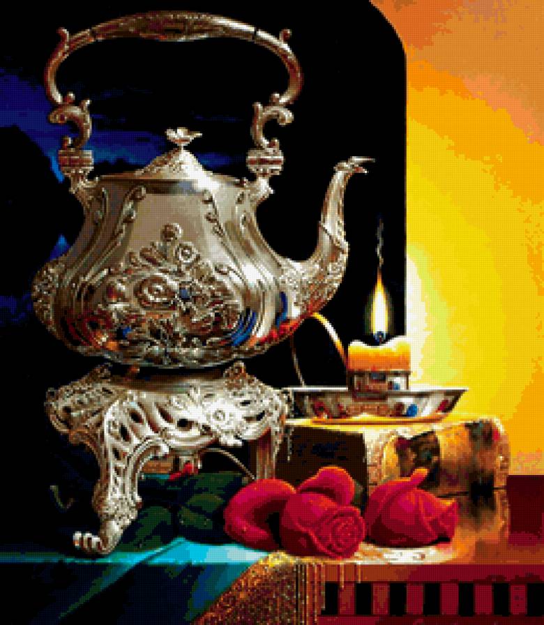 Натюрморт со свечой - натюрморт, живопись - предпросмотр