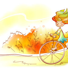 Схема вышивки «Девочка на велосипеде»