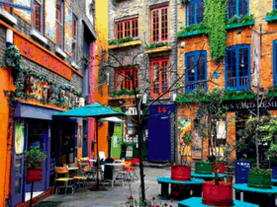 Улочка - городские пейзажи, город, красота, укромный уголок, ц, дом, кафе - предпросмотр