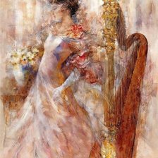 Схема вышивки «Девушка с арфой»