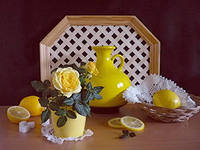 Натюрморт - натюрморт, ваза, лимон - оригинал