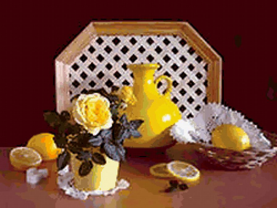 Натюрморт - ваза, натюрморт, лимон - предпросмотр