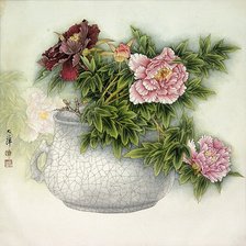 Схема вышивки «Пионы в треснувшей вазе»