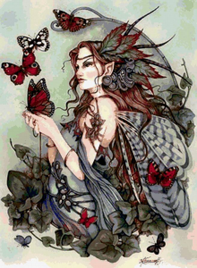 Серия ФЕИ И ЭЛЬФЫ - бабочка, фэнтези, нимфа, фея - предпросмотр