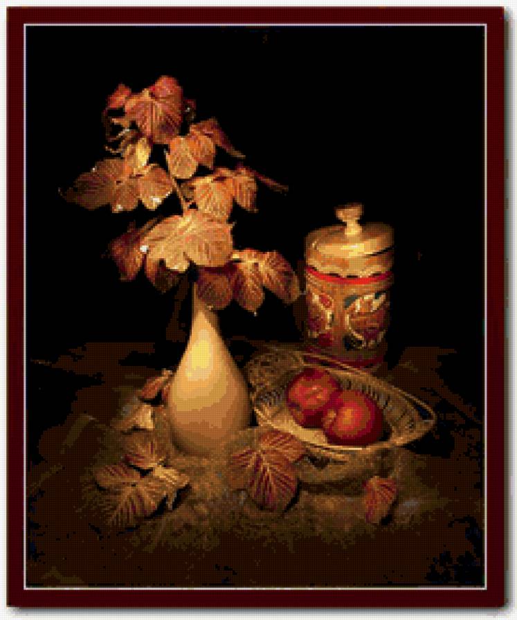 Яблоки и малина - осень, натюрморт - предпросмотр