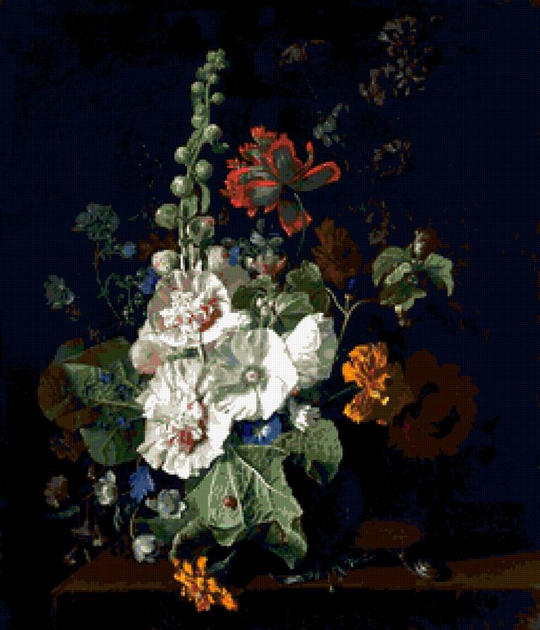 Мальвы - цветы, букет, осень, натюрморт - предпросмотр