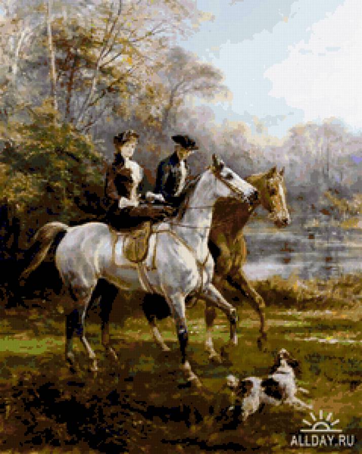 Прогулка верхом - люди, прогулка, лошади - предпросмотр