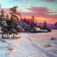 Схема вышивки «Зимняя дорога»