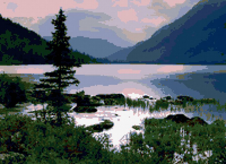 природа Тывы - река, природа, елка, пейзаж, закат - предпросмотр