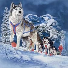 Схема вышивки «Собачья упряжка»