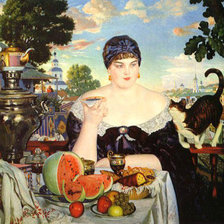 Схема вышивки «купчиха за чаем»