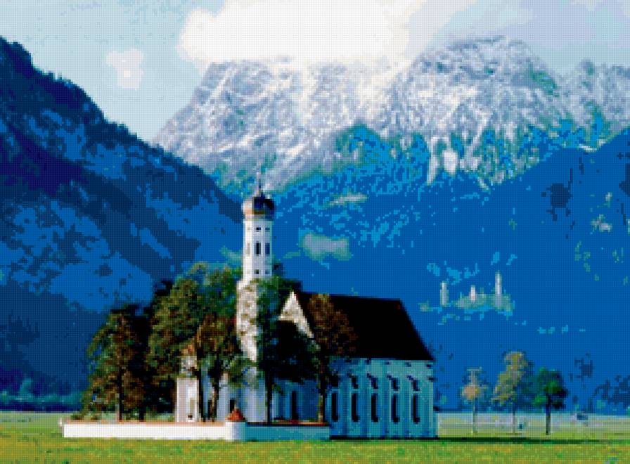 замки мира - католическая, церковь, замки, горы, храм, дом - предпросмотр