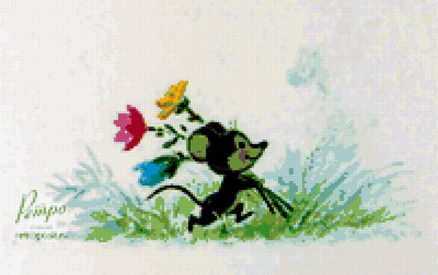 Мышка с букетом - мышки - предпросмотр