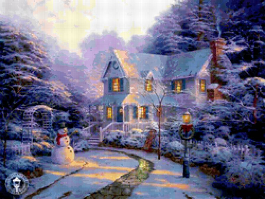 Новогодний домик - нолвый год, домик, зима - предпросмотр