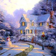 Схема вышивки «Новогодний домик»