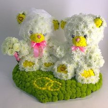 Схема вышивки «мишки из цветов»