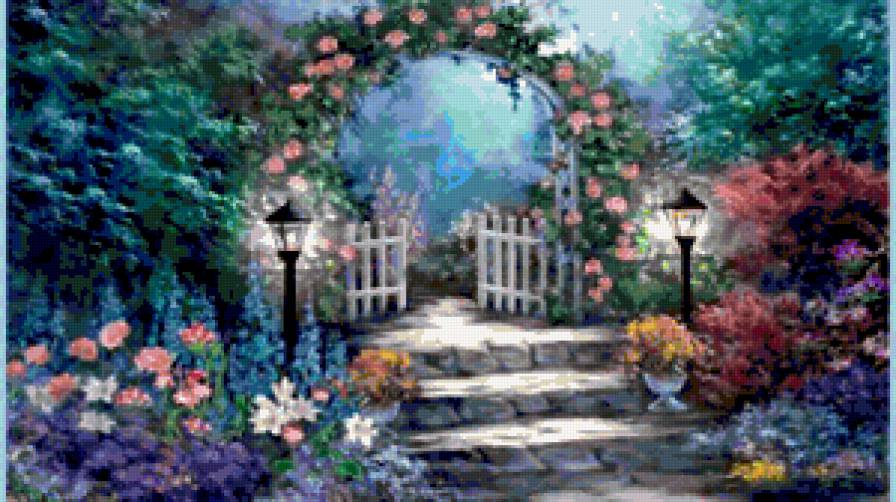 875857 - цветы, дерево, домик, дом, деревья, природа, пейзаж - предпросмотр