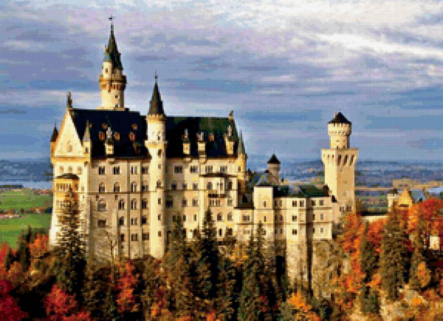 Замок Нойшванштайн - замки мира, горный пейзаж, горы, дворцы, замки - предпросмотр