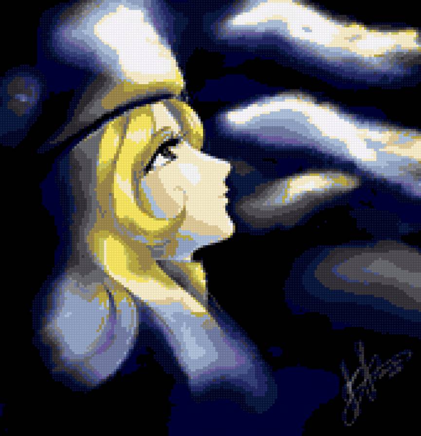 Лунная ночь - луна, девушка, ночь - предпросмотр