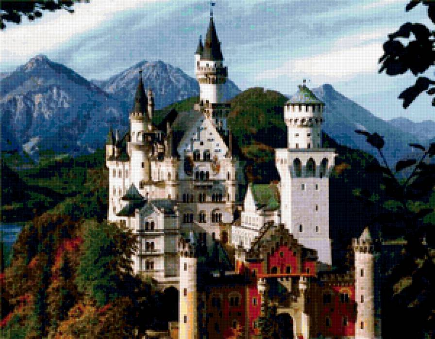 Замок Нойшванштайн - горы, замки мира, замки, дворцы, горный пейзаж - предпросмотр