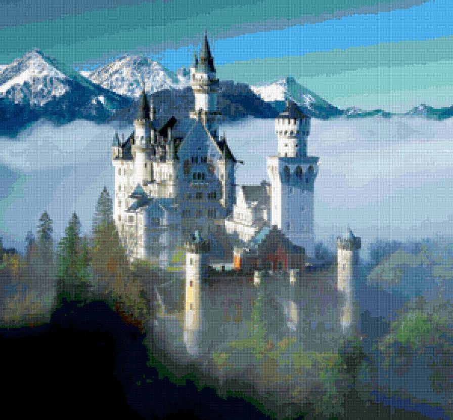 Замок Нойшванштайн - горы, замки мира, горный пейзаж, замки, дворцы - предпросмотр