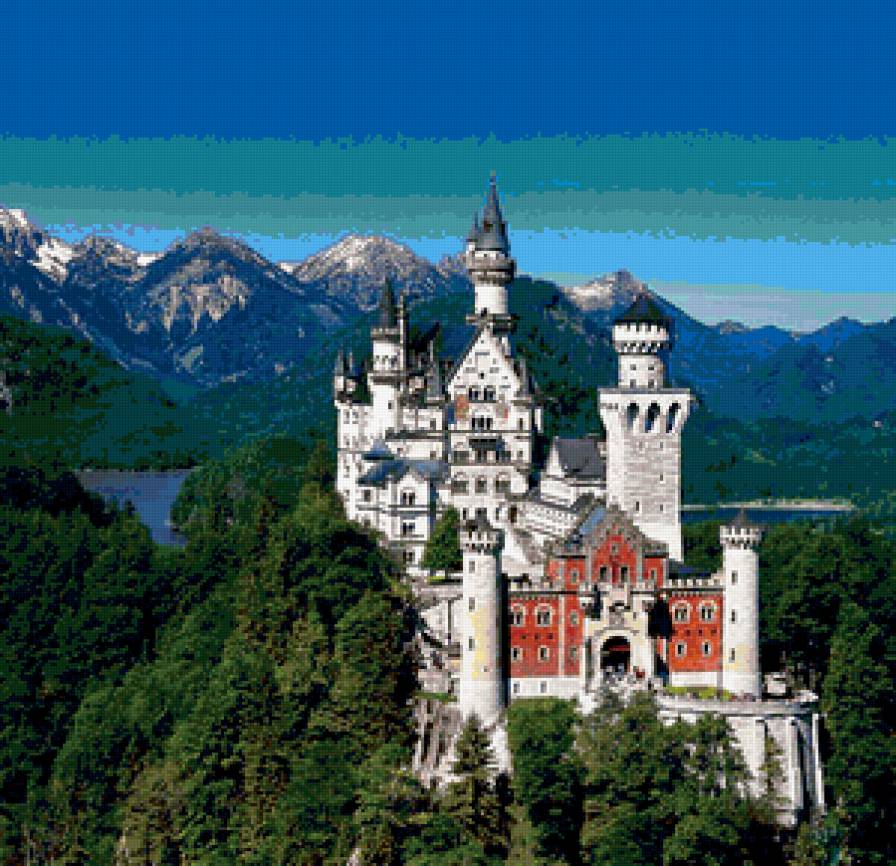 Замок Нойшванштайн - горный пейзаж, замки мира, дворцы, горы, замки - предпросмотр