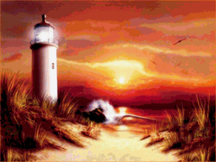 маяк - маяк, закат, дорога, вечер - предпросмотр