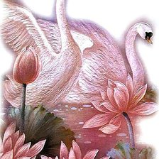 Схема вышивки «Лебеди в лотосах»