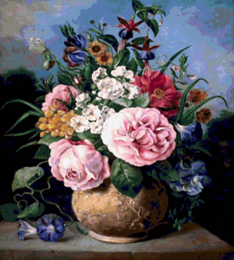 8787 - букет, розы, ваза, цветок, цветы - предпросмотр