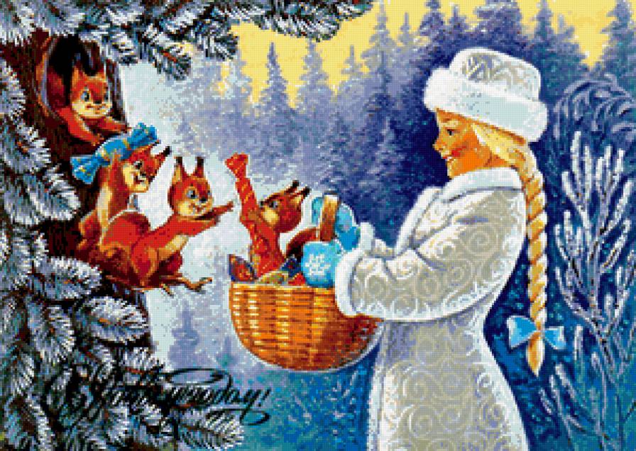 в лесу - снегурочка, новогоднее - предпросмотр