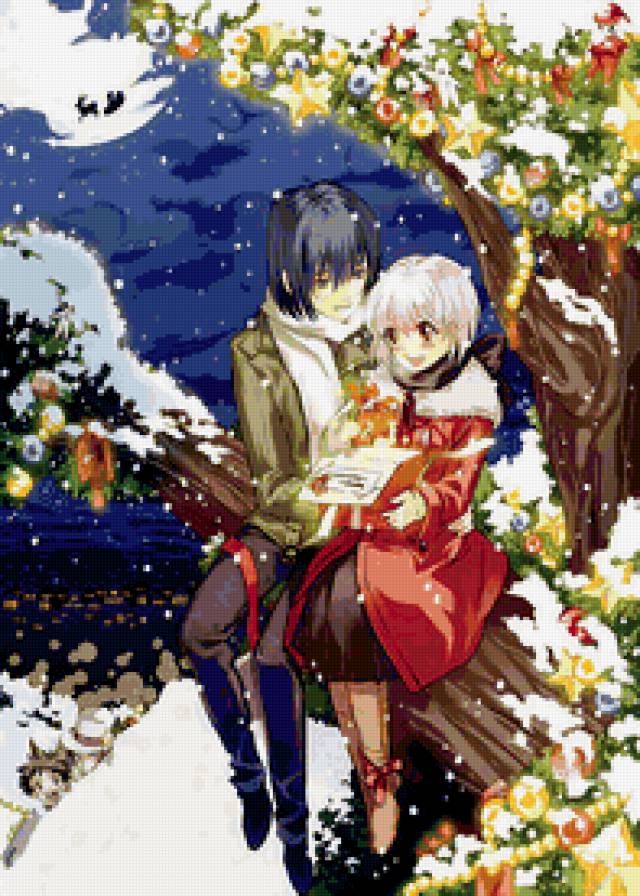 рождетво - любовь, аниме, пара, романтика, новый год, нежность - предпросмотр