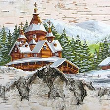 Схема вышивки «Картины на бересте. Храм»