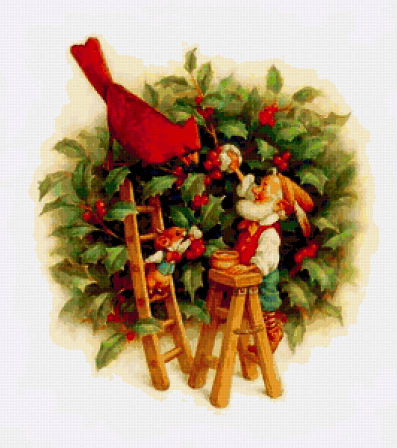 Гномик и ягодки - ягоды, птица, сказка, гном, детское - предпросмотр