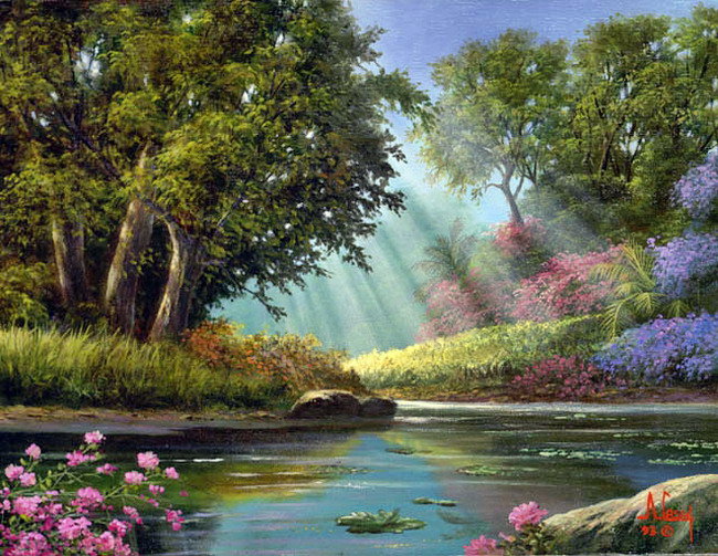 тропический лес - кассей, река, лес, пейзаж - оригинал