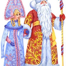 Схема вышивки «дед мороз и снегурочка»