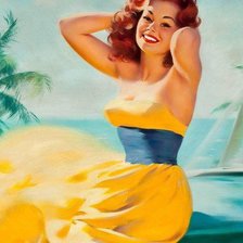 Схема вышивки «девушка в желтом платье»