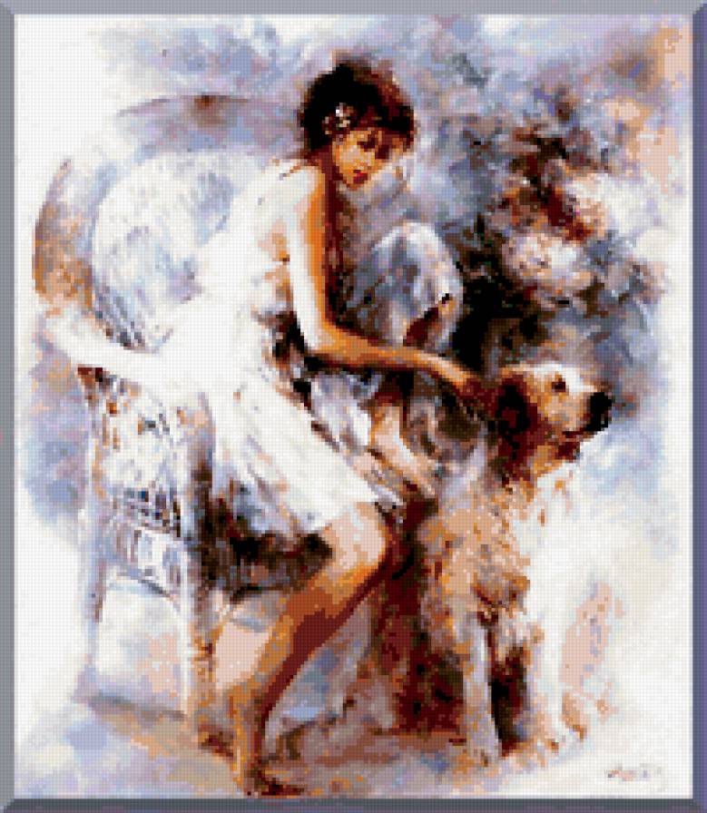 Девушка с собакой - предпросмотр