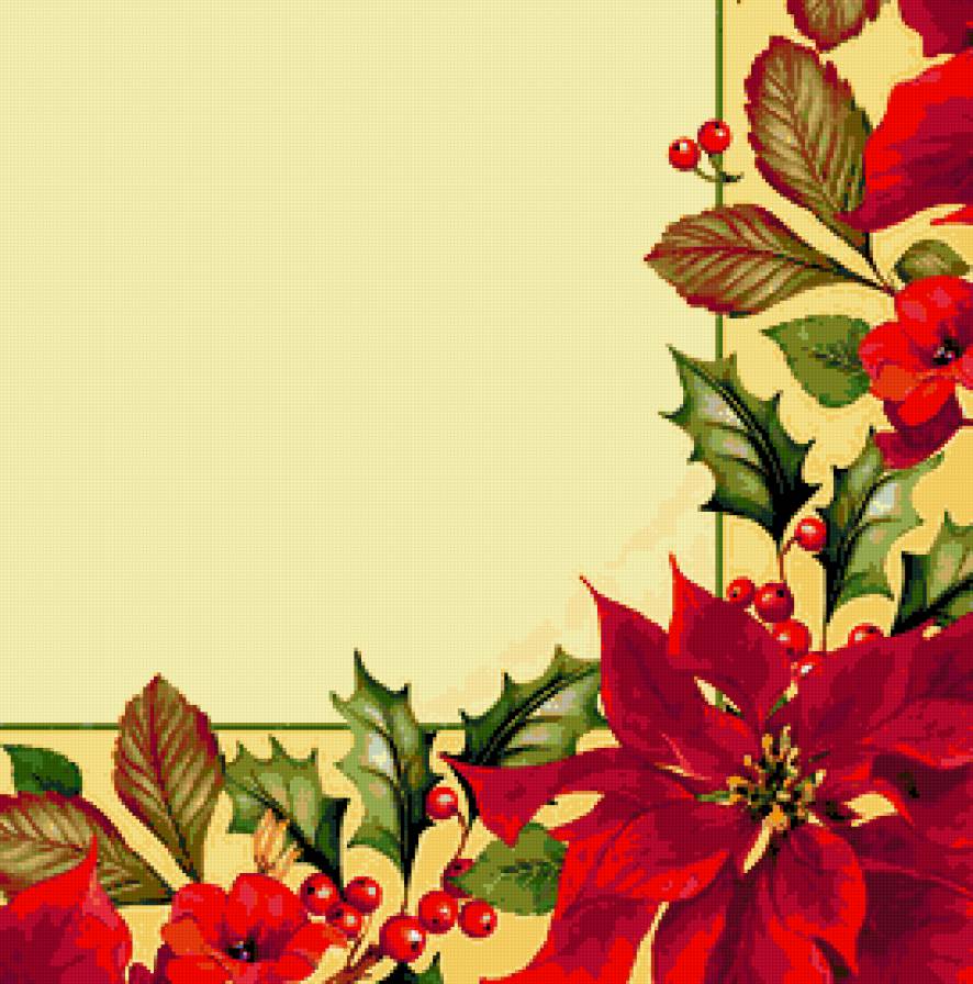 Сюжет для скатерти, салфетки - скатерть, скатерти и салфетки, рождество, пуансетия, салфетка - предпросмотр