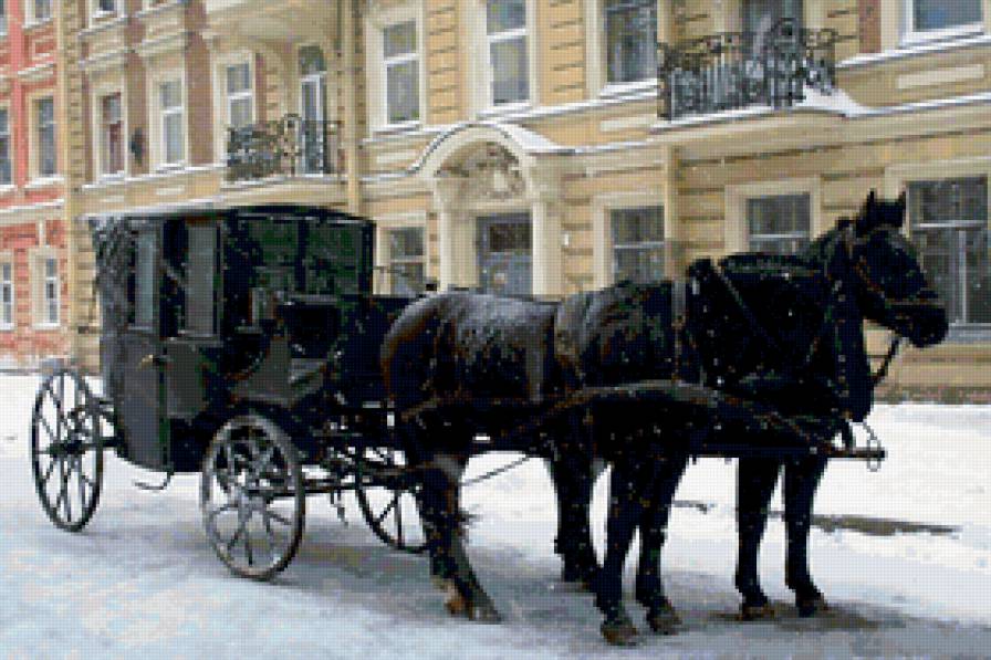 экипаж - карета, кареты, упряжка, коляска, лошади, черная, экипаж - предпросмотр