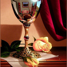 Схема вышивки «Бокал и розы»